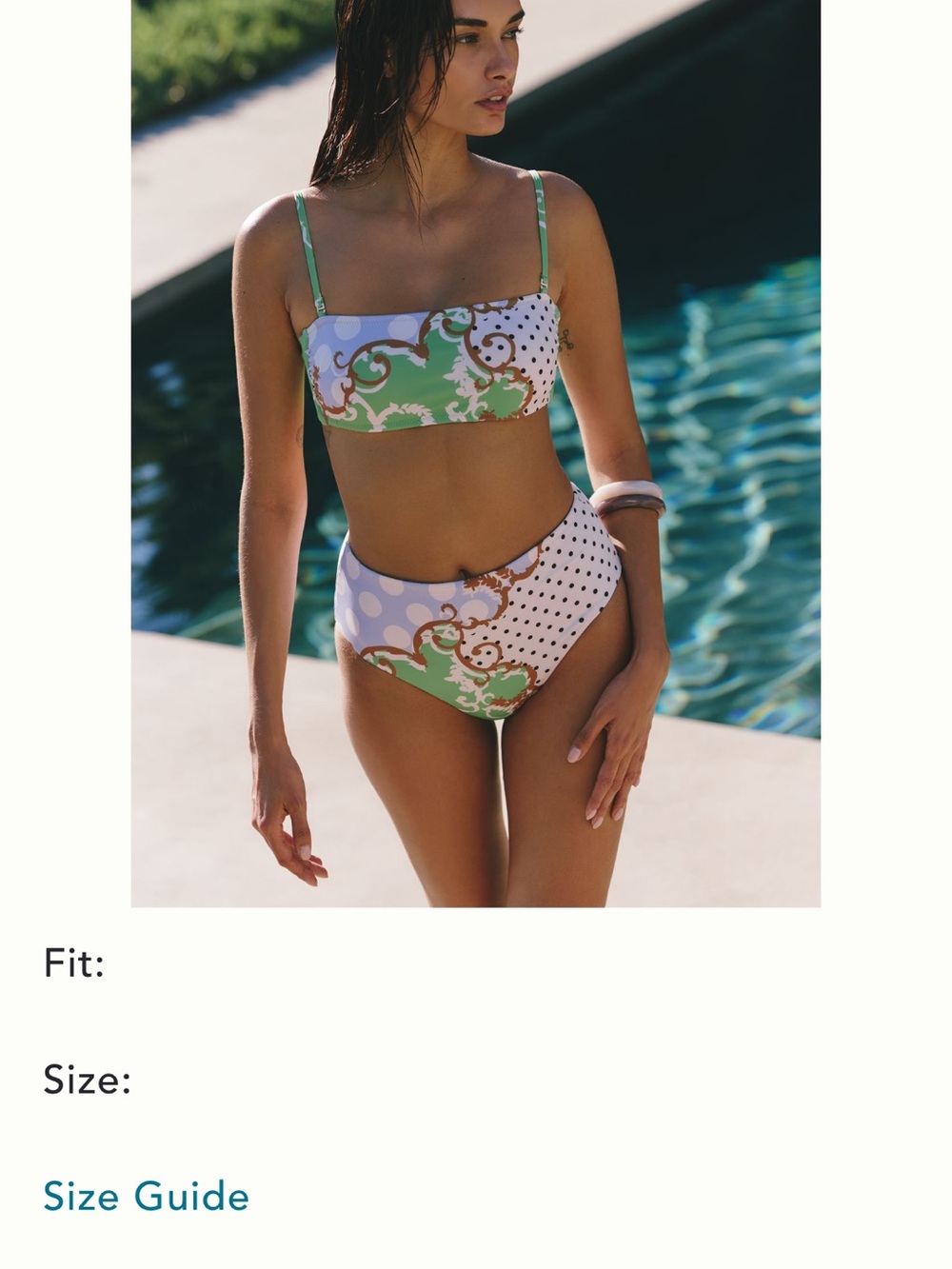 Sanctuary Green Patterned High-Waist Bikini set.  Reversible.  - Women Swim